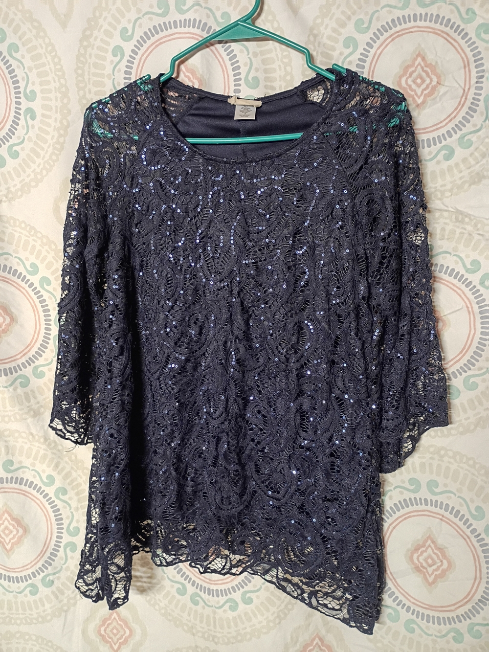 Brittany Black Navy Lace Sequin Tunic